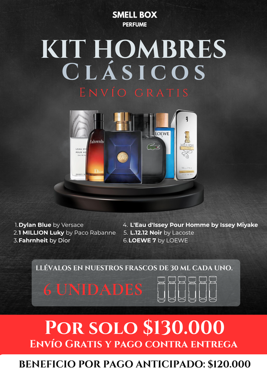 KIT HOMBRES CLÁSICOS X6 - 30ML c/u - (Envío gratis a todo el país - pago contra entrega)