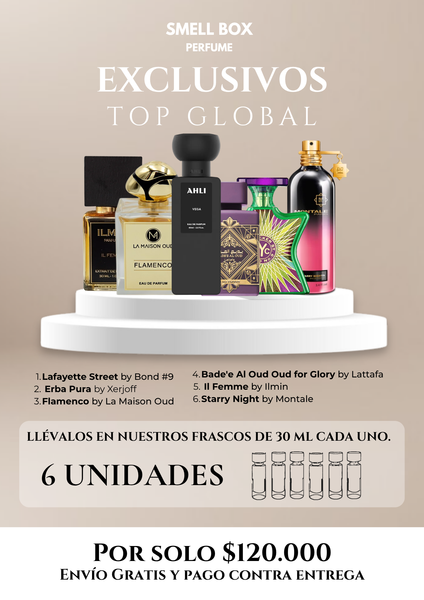 KIT EXCLUSIVO TOP GLOBAL X6 - 30ML c/u - (Envío gratis a todo el país - pago contra entrega) 